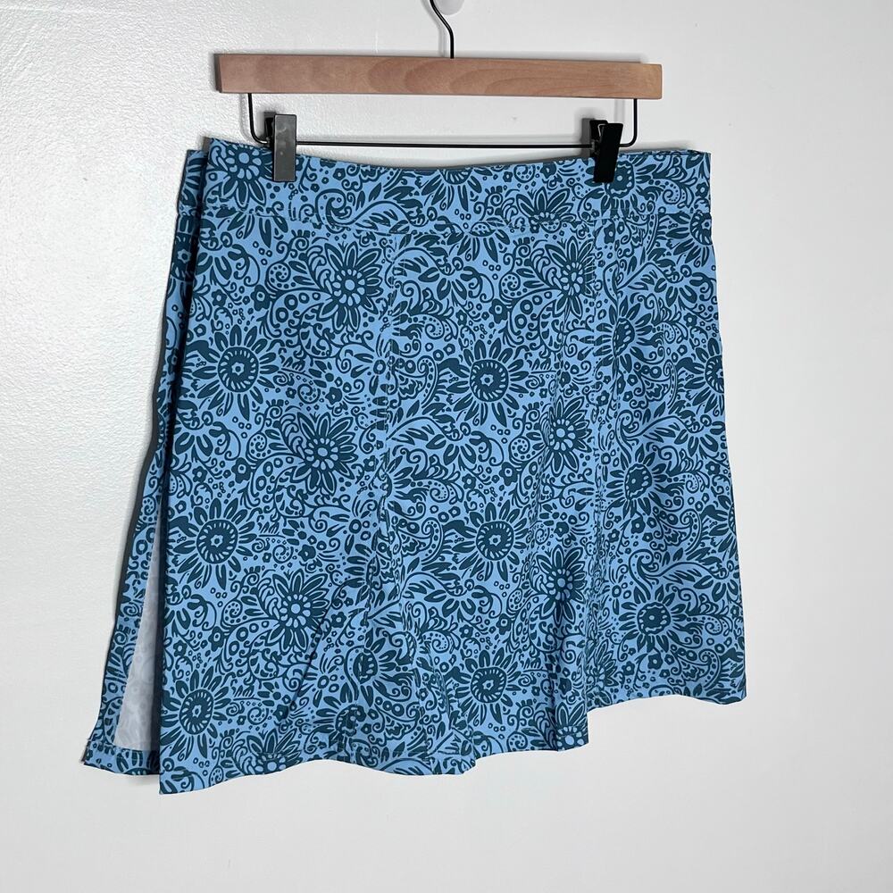 RipSkirt Hawaii Blue Tropical Floral Wrap Skirt w Pockets Size Large - Picture 7 of 8